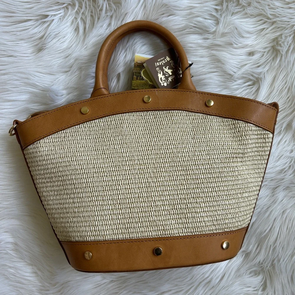 $395 Retail NWOT Pratesi Brown and Cream Women's Italian Tote Bag - Picture 3 of 10